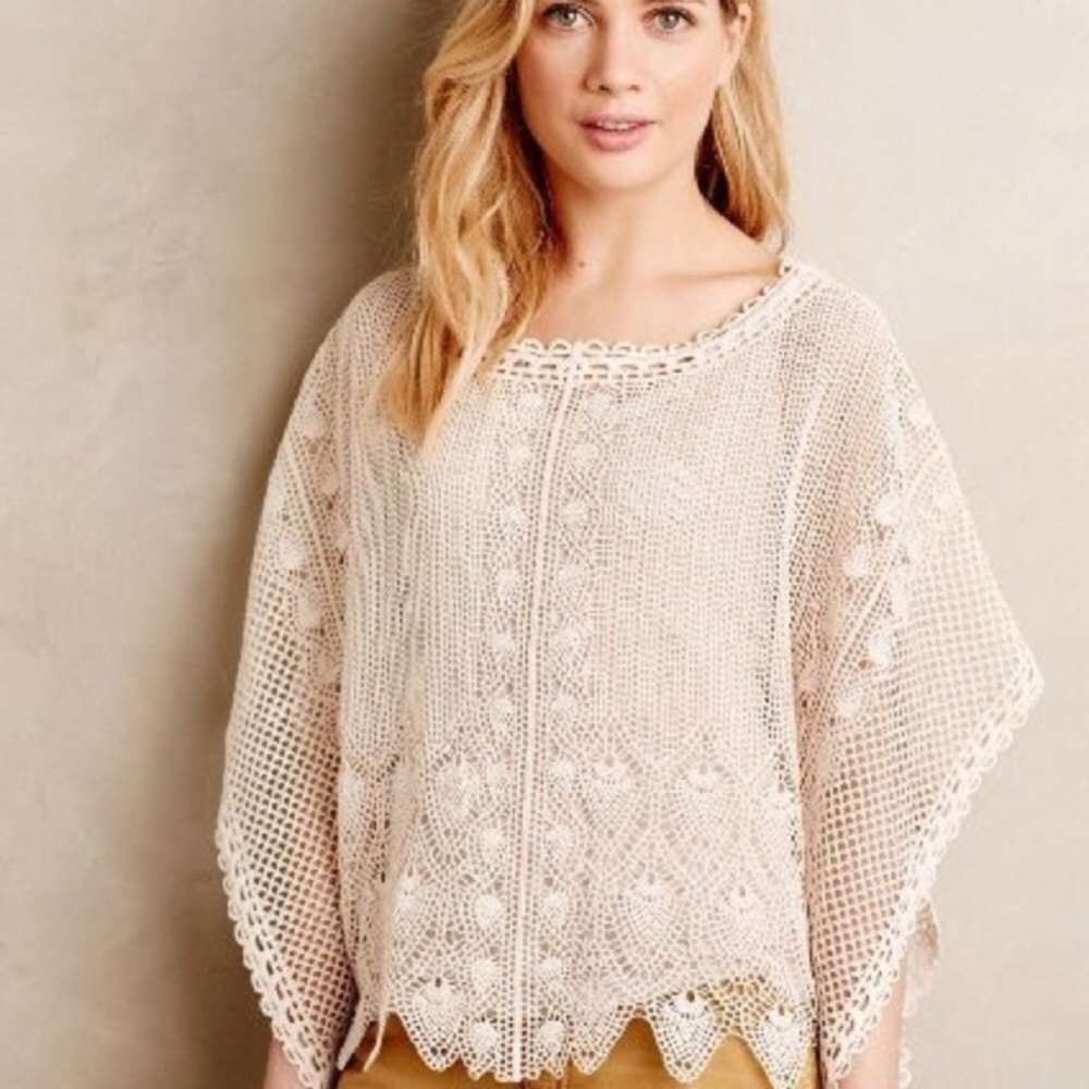 ANTHROPOLOGIE Sparrow Cotton Lace Poncho NWOT - Picture 2 of 10